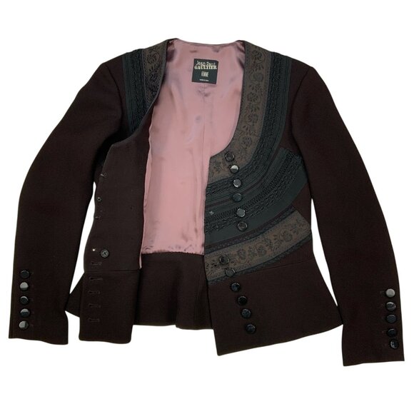Jean Paul Gaultier Blazer 40 US/6 Button Front Peplum Victorian Gothic Steampunk - Picture 5 of 14